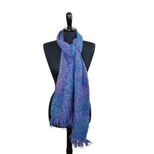 Avoca Handweavers Wool Scarf Purple Blue Made In Ireland